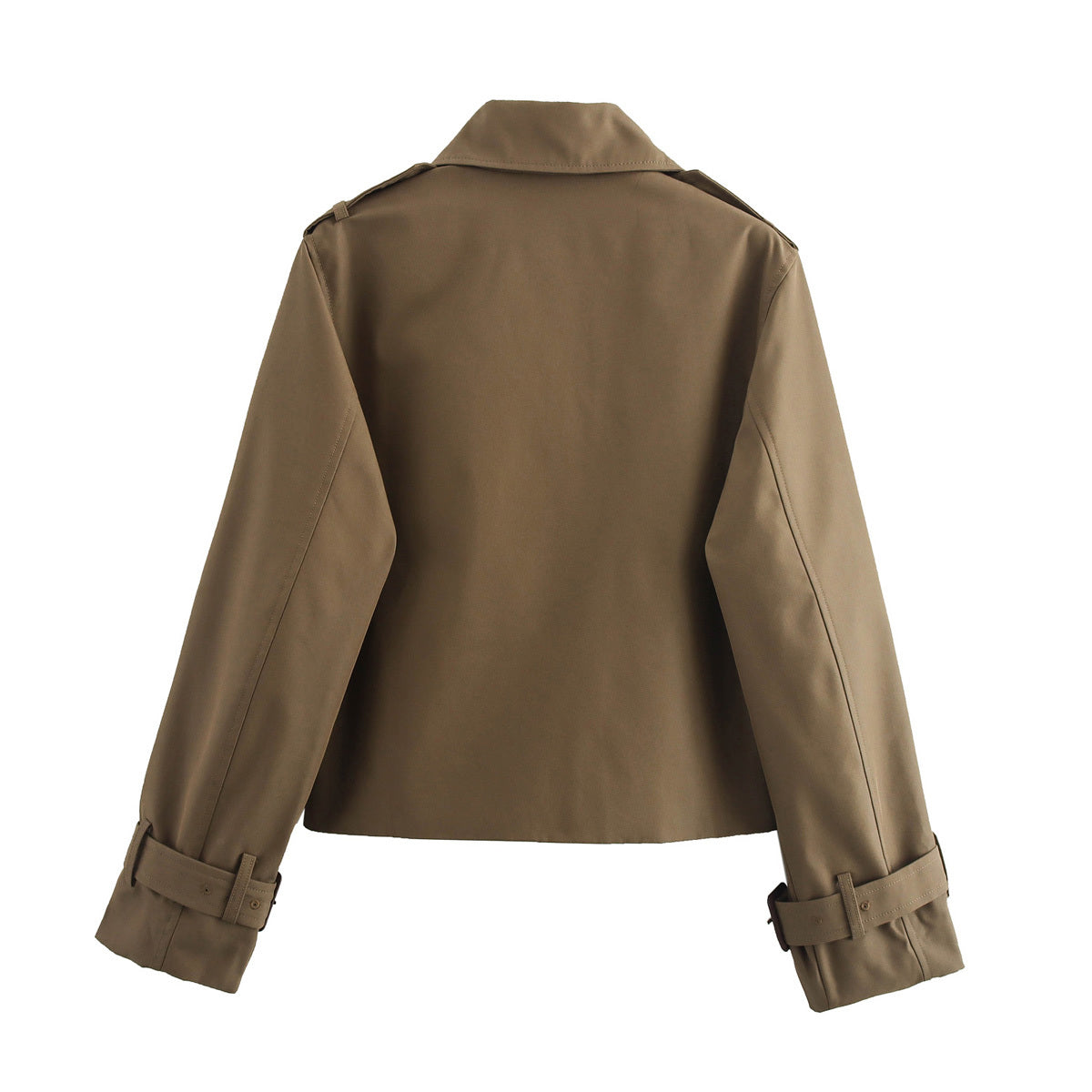 Women's New Fashion Short Double breasted Lapel Windbreaker Coat