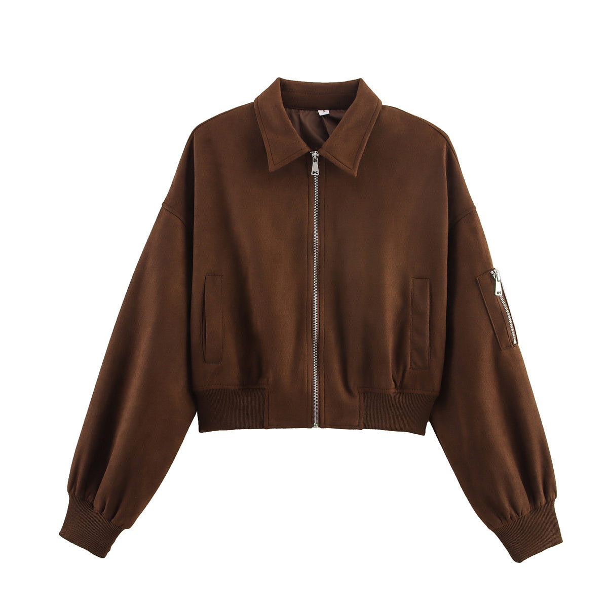 Women's new fashion short suede texture flight jacket Coat