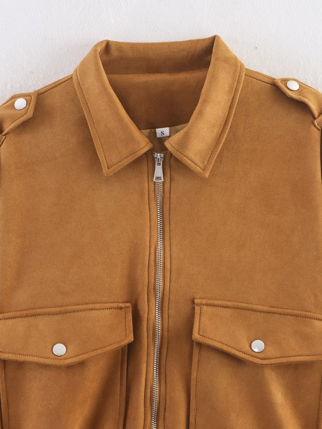 Women's new fashion suede texture loose zipper jacket Coat