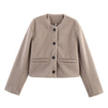 Women 2025 New Wool blend crew neck coat