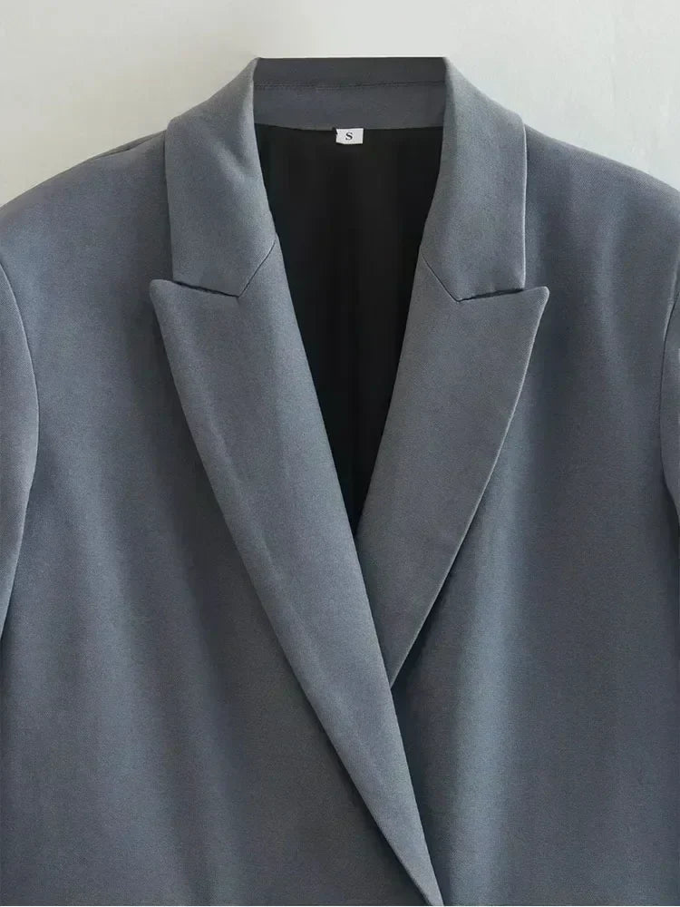 Women 2023 New Fashion Double Button Four Colors Blazer Coat Vintage Long Sleeve Female Outerwear Chic Femme