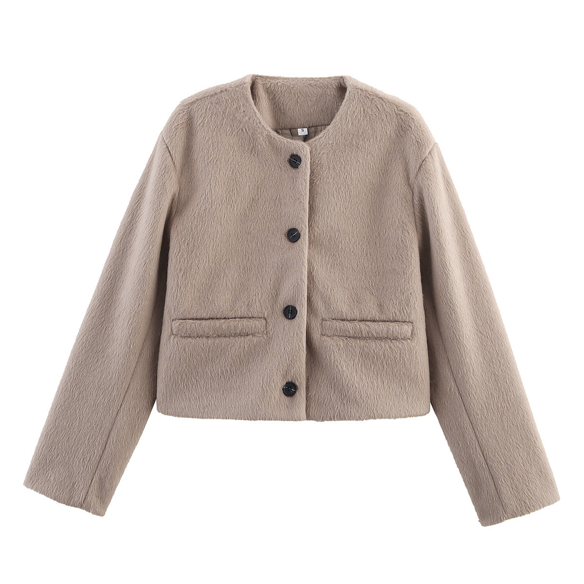 Women 2025 New Wool blend crew neck coat