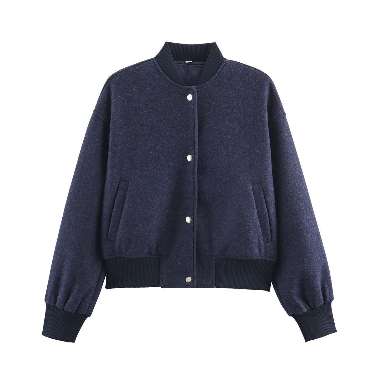 Women's standing collar soft wool blend jacket coat